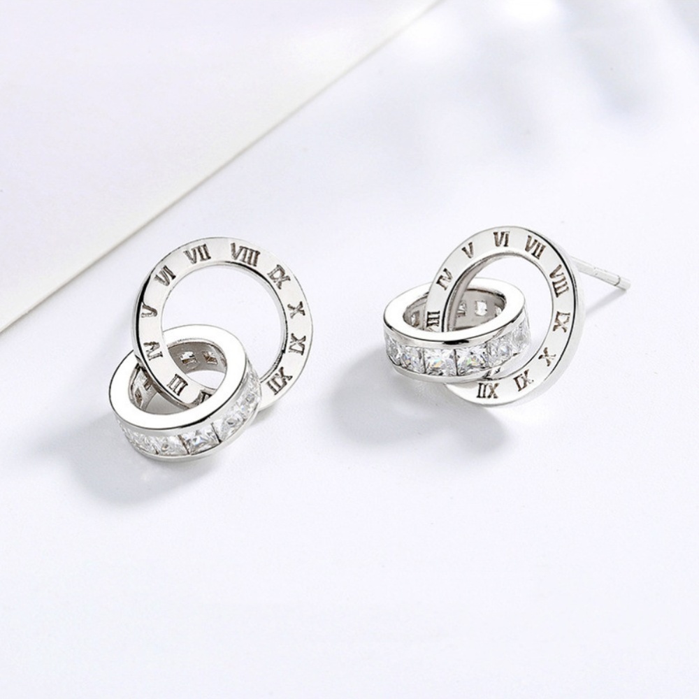 2pcs Retro Roman Numeral Earrings Set, Stylish Gift